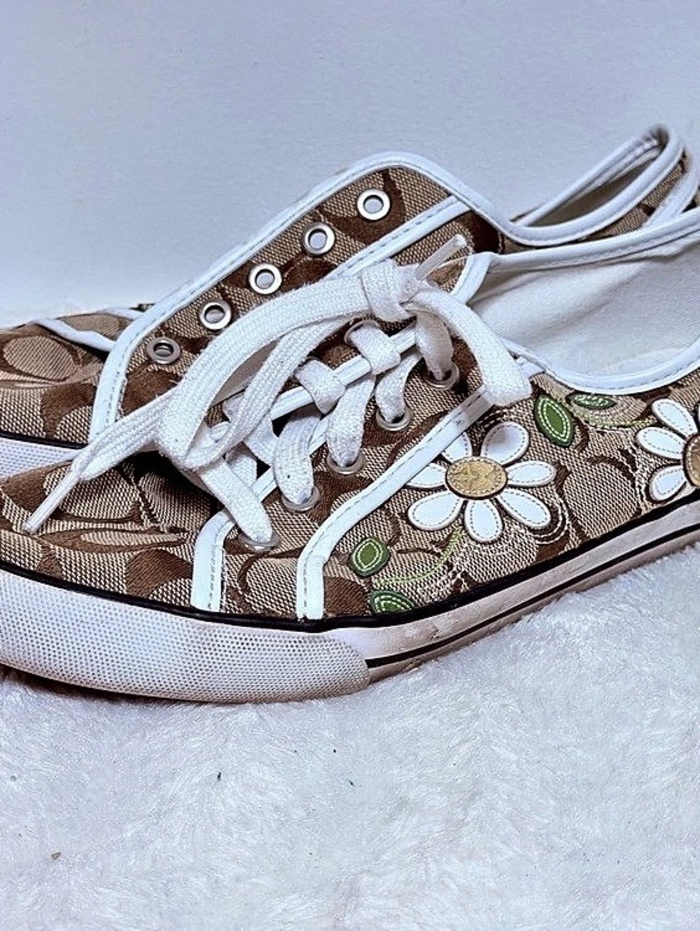 Coach Floral Canvas Sneakers Brown & White US 8.5